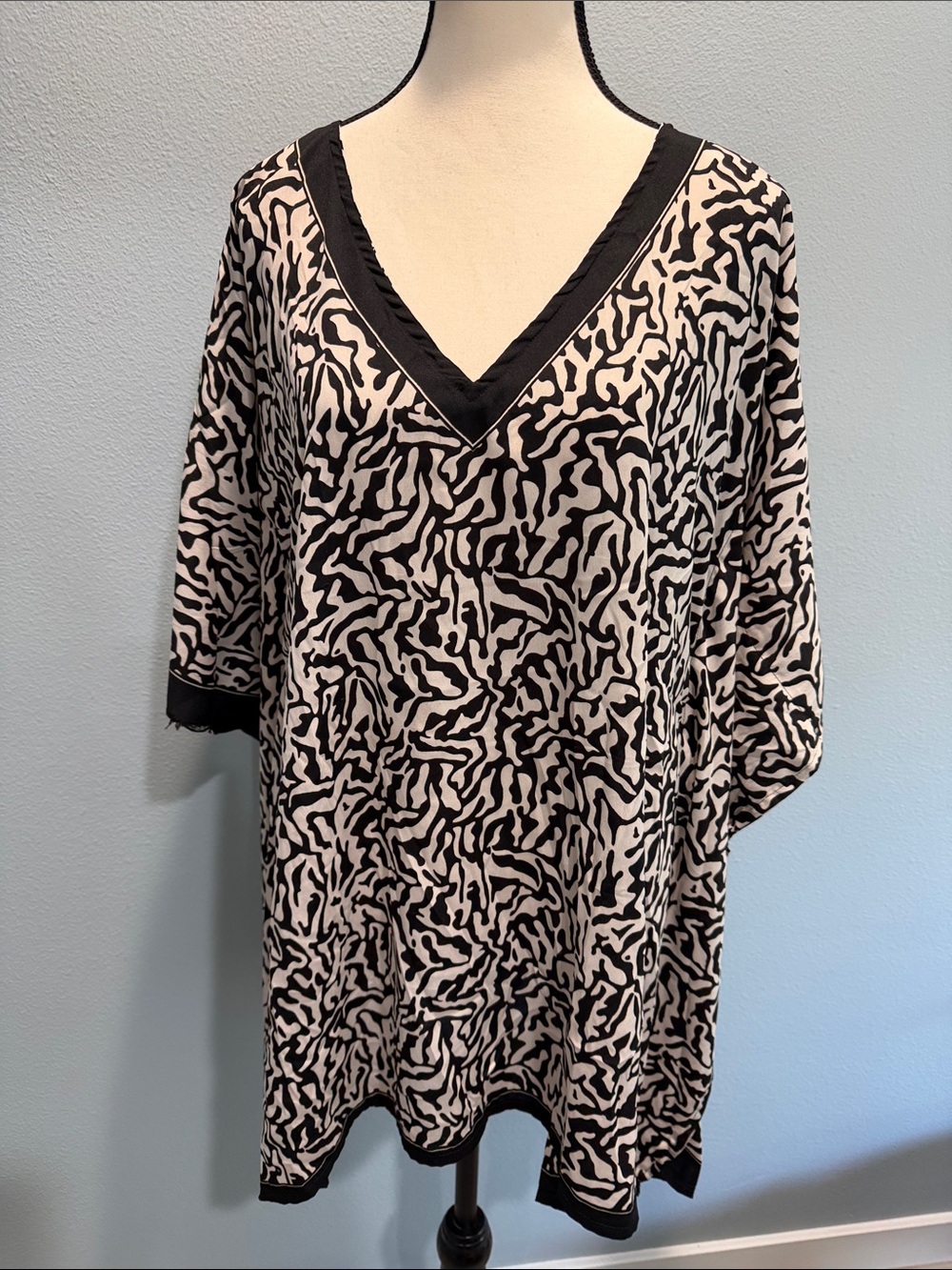 Black & White V-Neck Swim Coverup